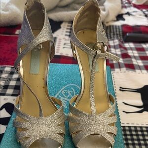 Betsey Johnson Silver Strappy Heels